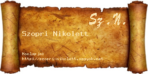 Szopri Nikolett névjegykártya